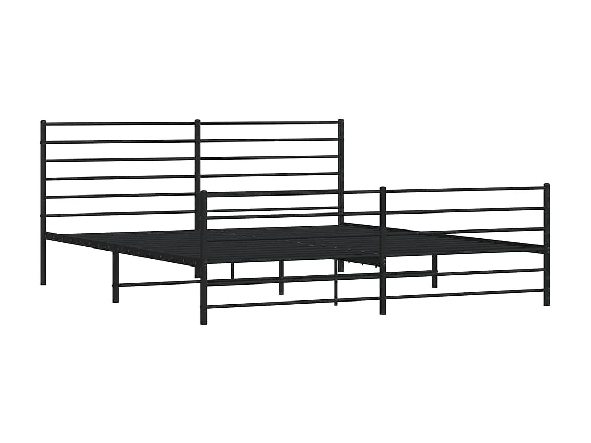 Lit-180x200 cm métal avec tête de lit/pied de lit noir EGGB37542