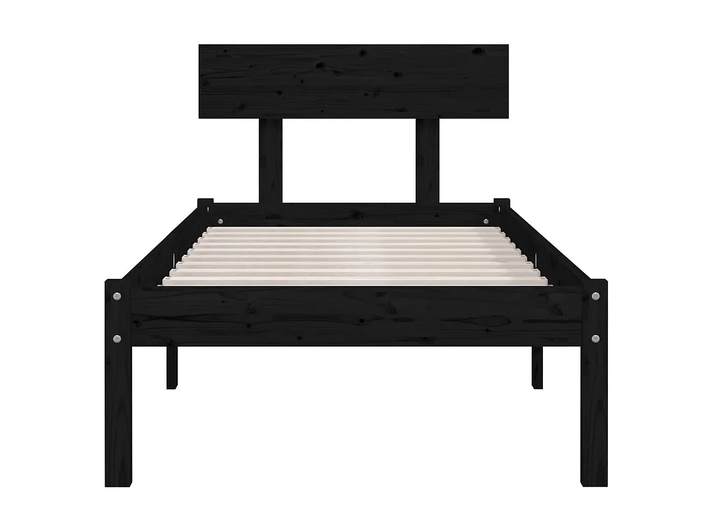 Bedframe massief grenenhout zwart 90x200 cm NL70944