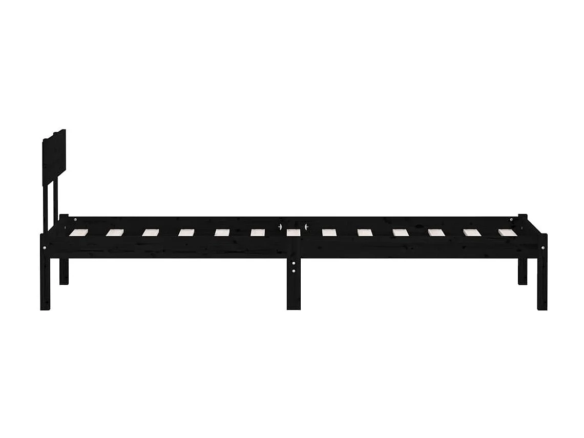 Bedframe massief grenenhout zwart 90x200 cm NL70944