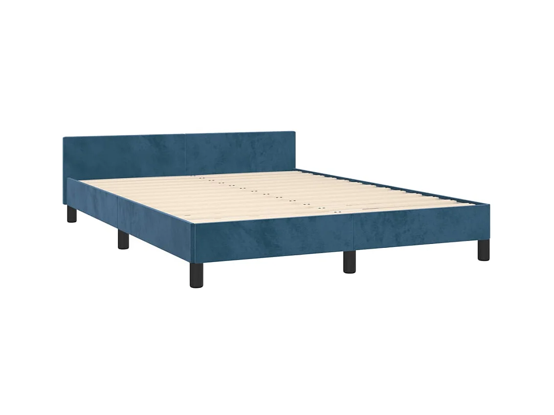 Lit-140x190 cm avec tête de lit Bleu foncé Velours EGGB57903