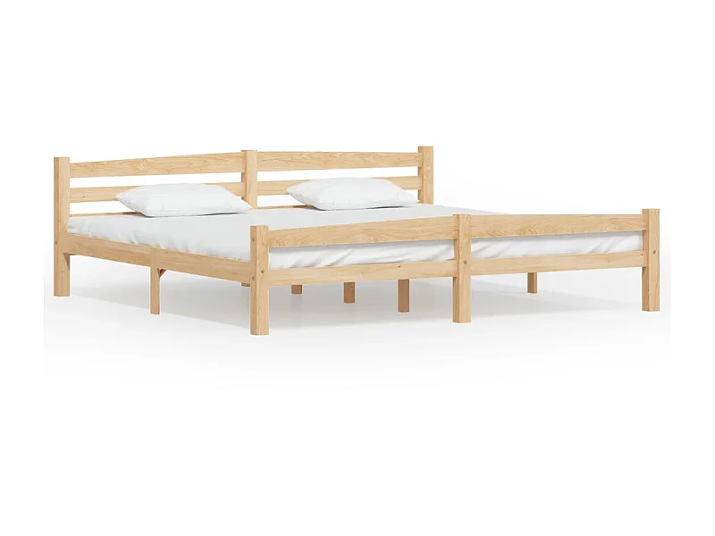 Lit-200x200 cm Blanc Bois de pin massif EGGB61148