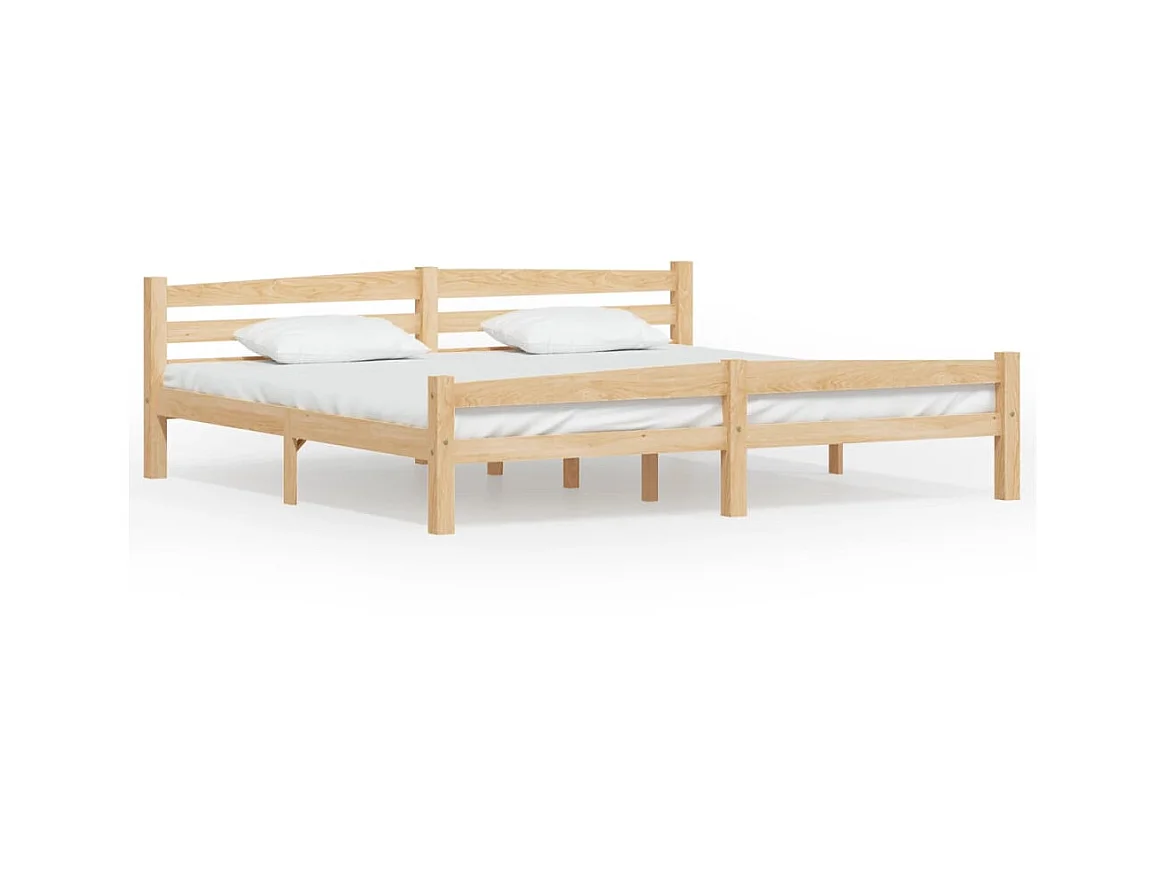 Lit-200x200 cm Blanc Bois de pin massif EGGB61148