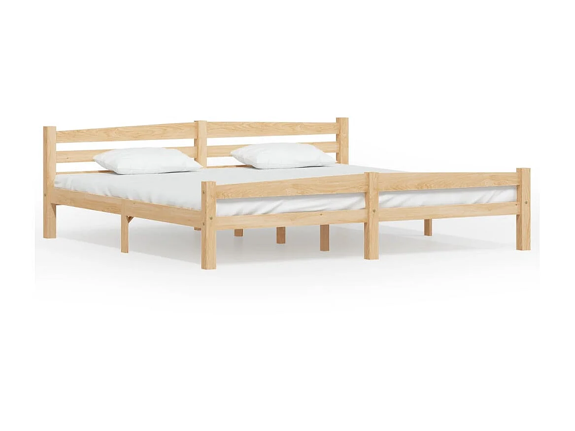 Lit-200x200 cm Blanc Bois de pin massif EGGB61148