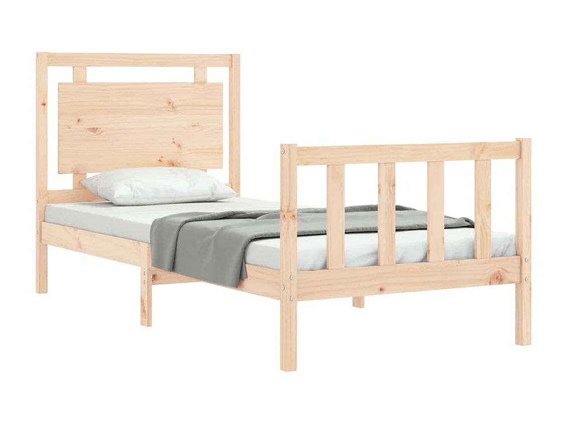 Lit-100x200 cm et tête de lit bois massif EGGB40936