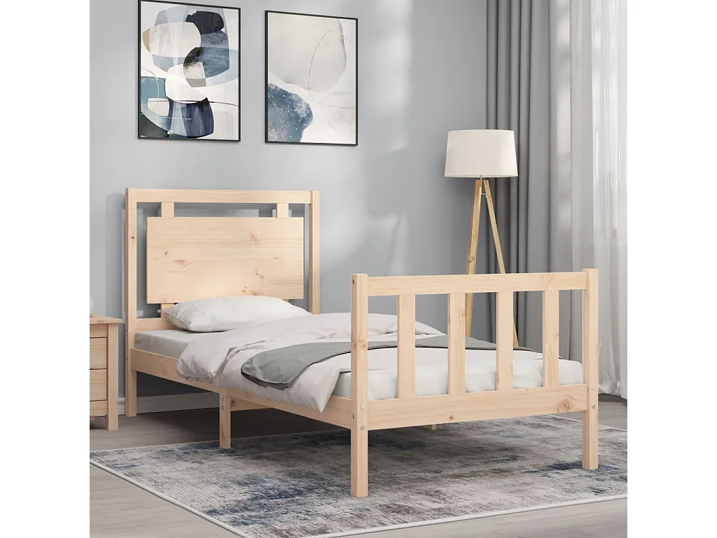 Cama 100x200 cm con cabecero madera maciza ES47603