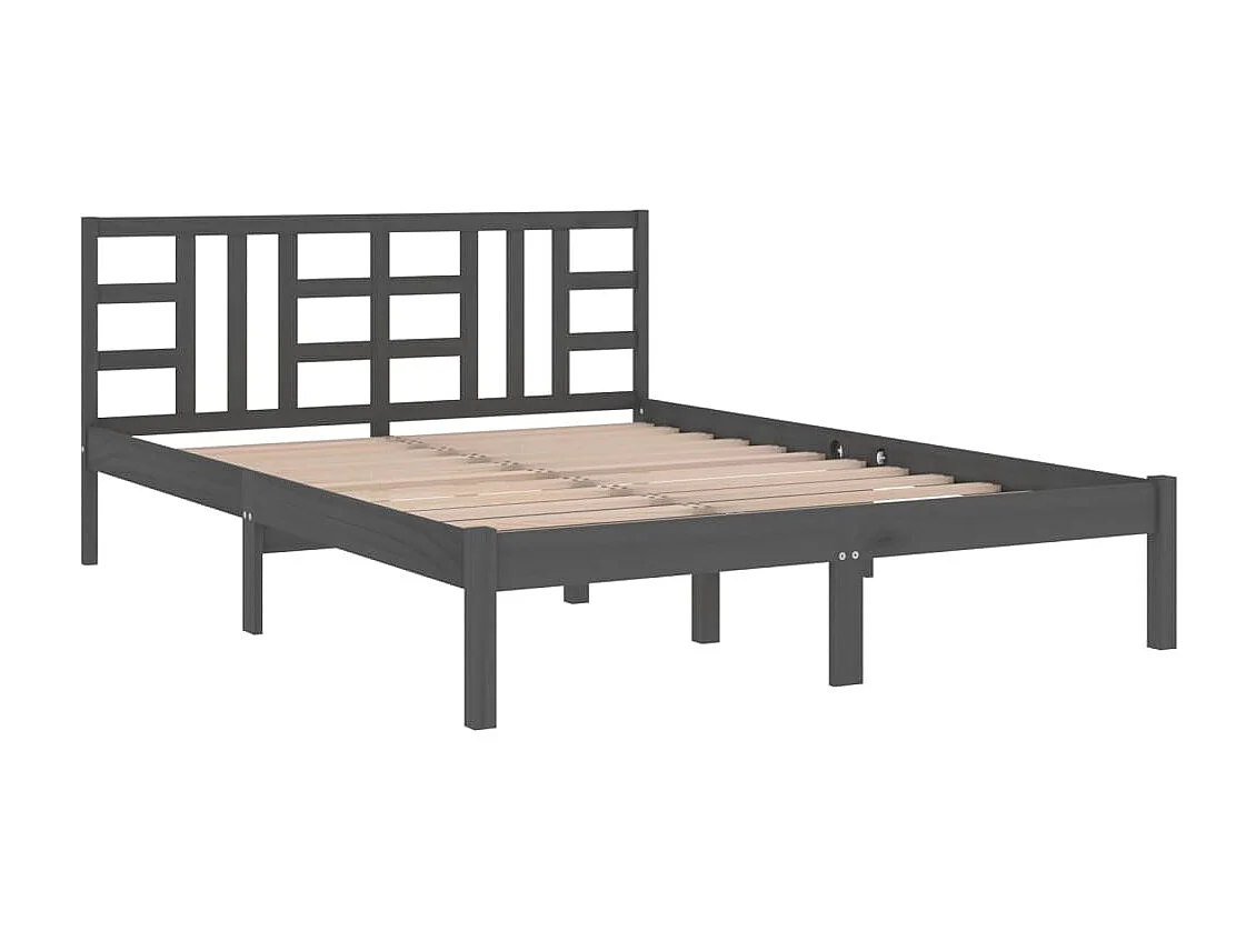 Lit-200x200 cm Gris Bois massif EGGB48127