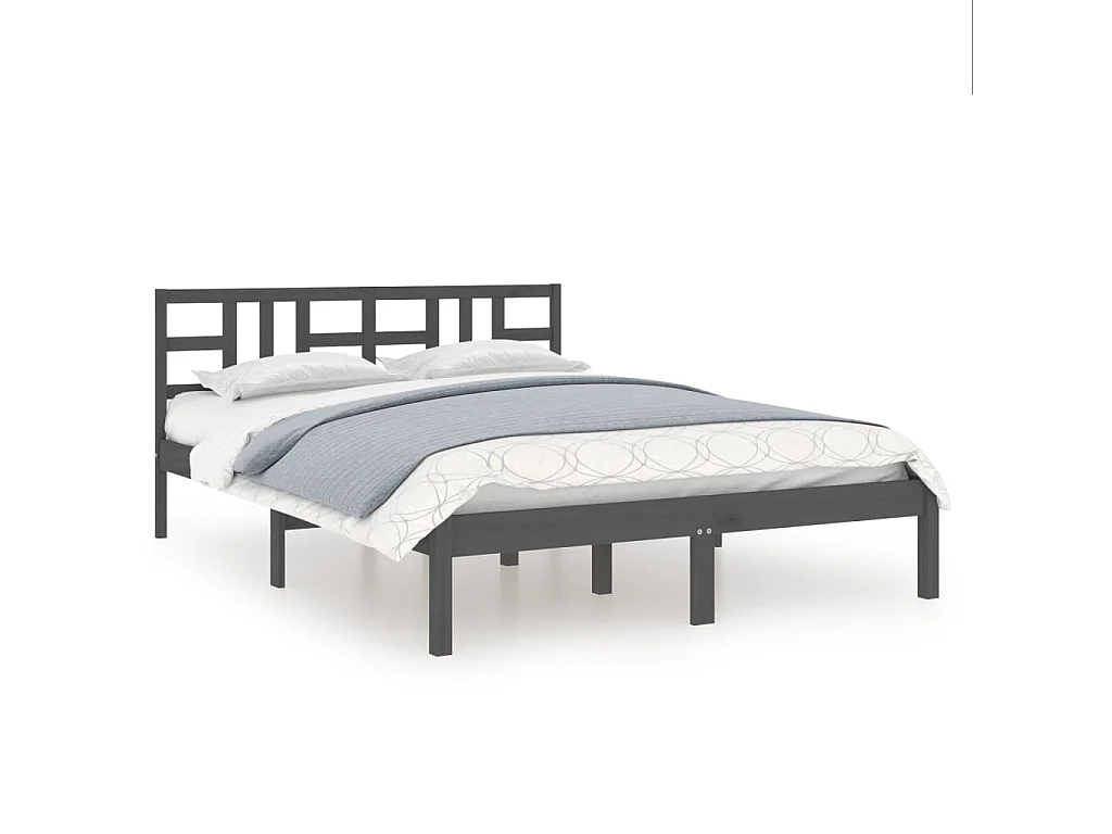 Bedframe massief hout grijs 200x200 cm NL97578