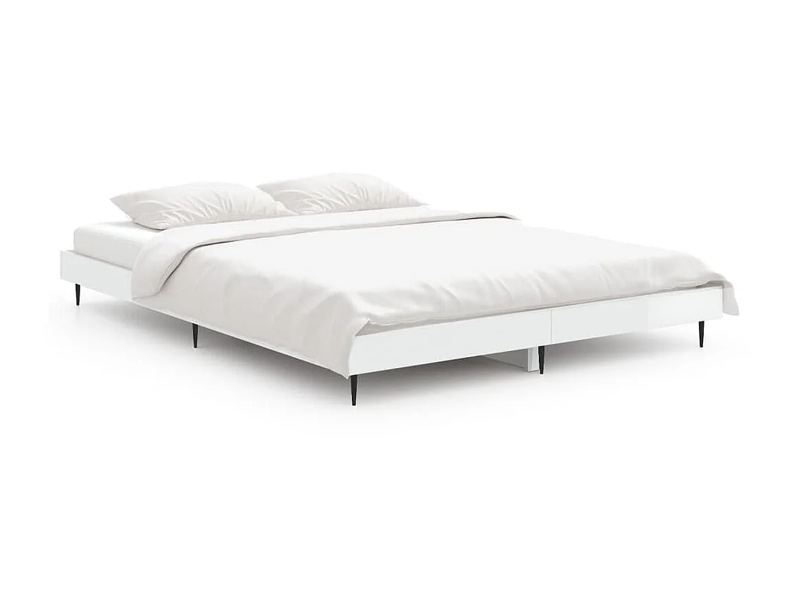 Bedframe bewerkt hout hoogglans wit 140x190 cm NL75782