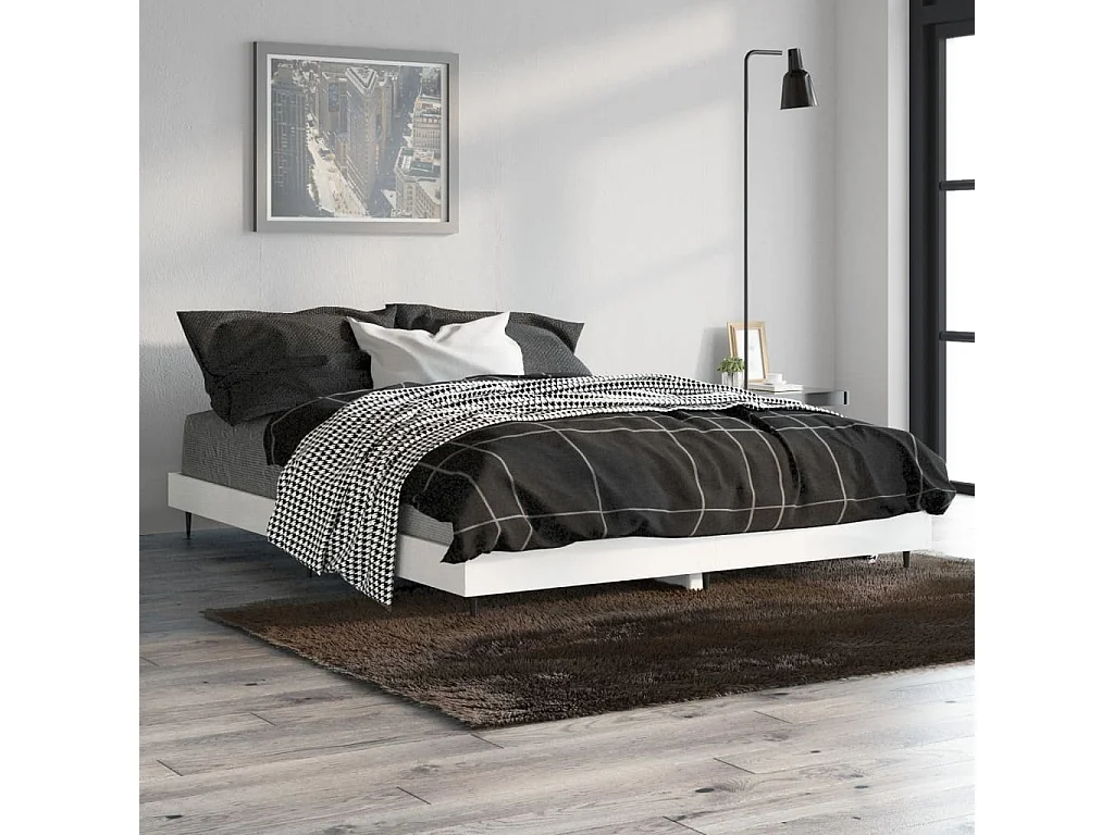 Bedframe bewerkt hout hoogglans wit 140x190 cm NL75782