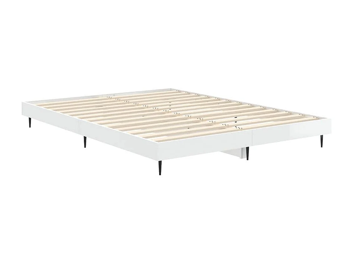 Lit-140x190 cm blanc brillant bois d'ingénierie EGGB54001