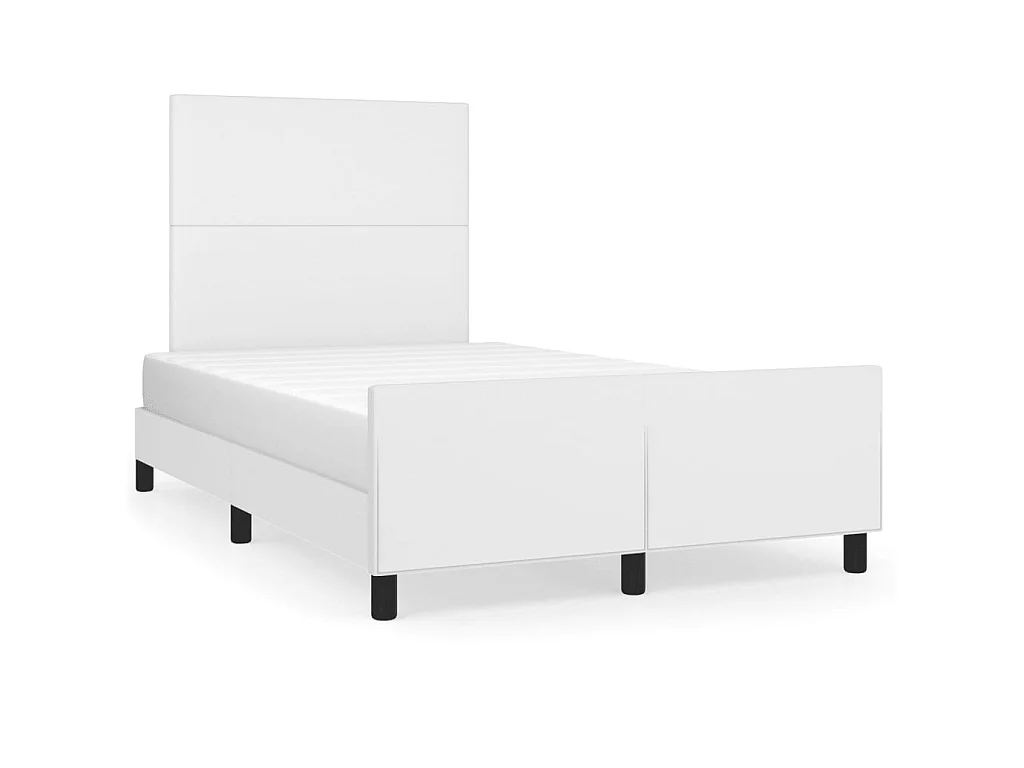 Cama c/ cabeceira 120x200 cm couro artificial branco PT559239