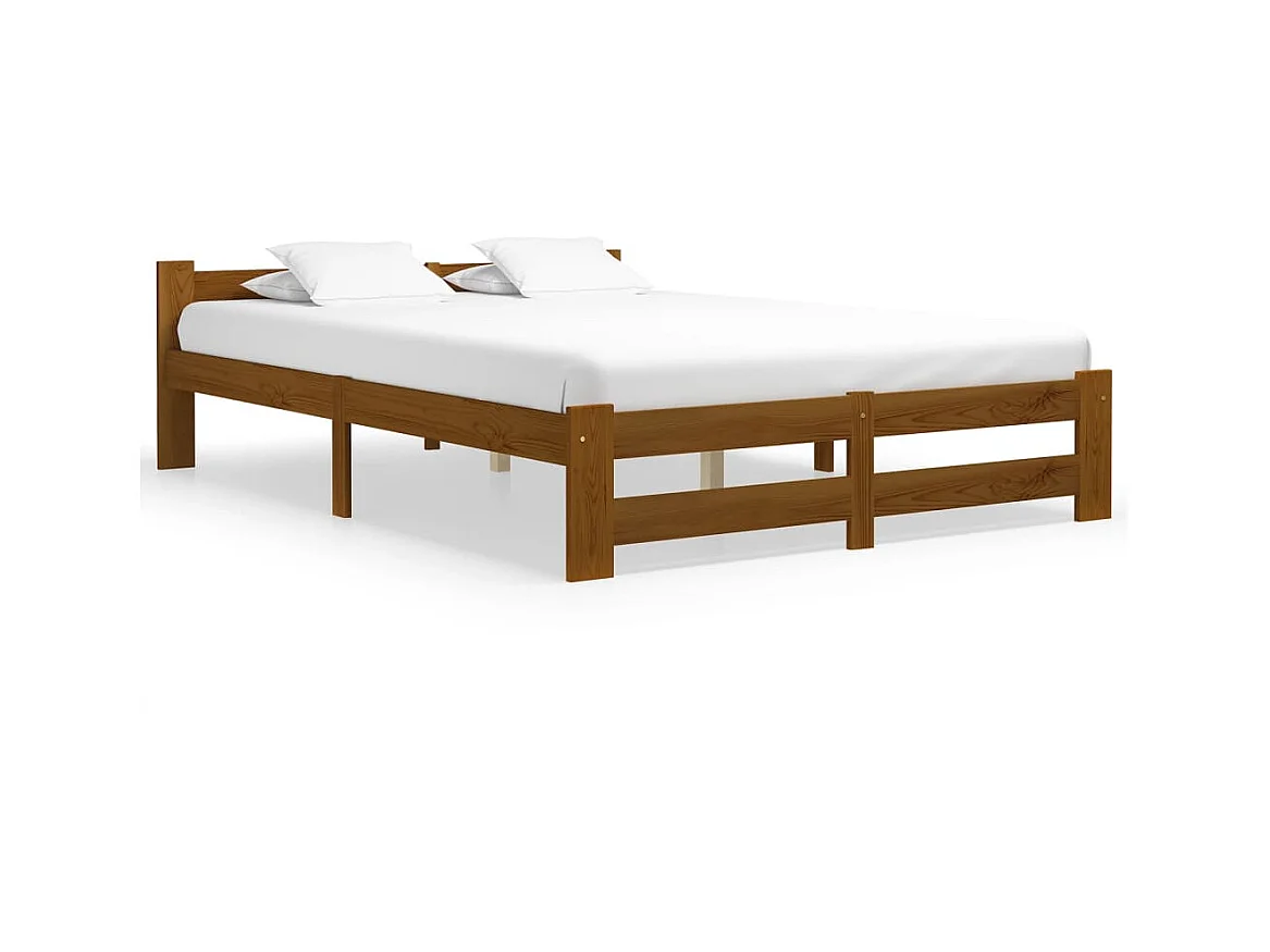 Lit-120x200 cm Marron miel Bois de pin massif EGGB94619