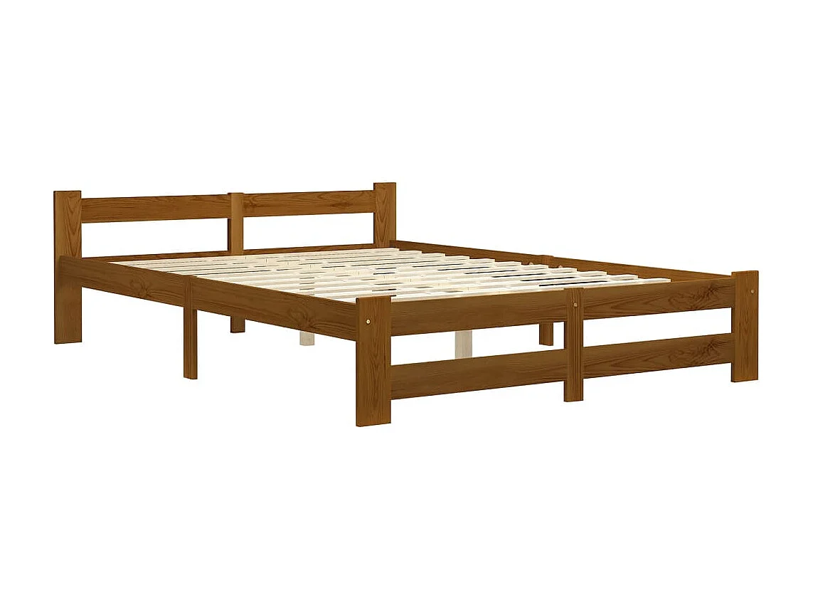 Cama 120x200 cm madeira pinho maciço castanho mel PT257702