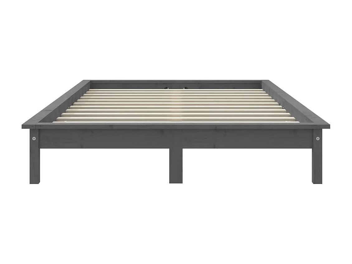 Lit-160x200 cm Gris Bois de pin massif EGGB97903