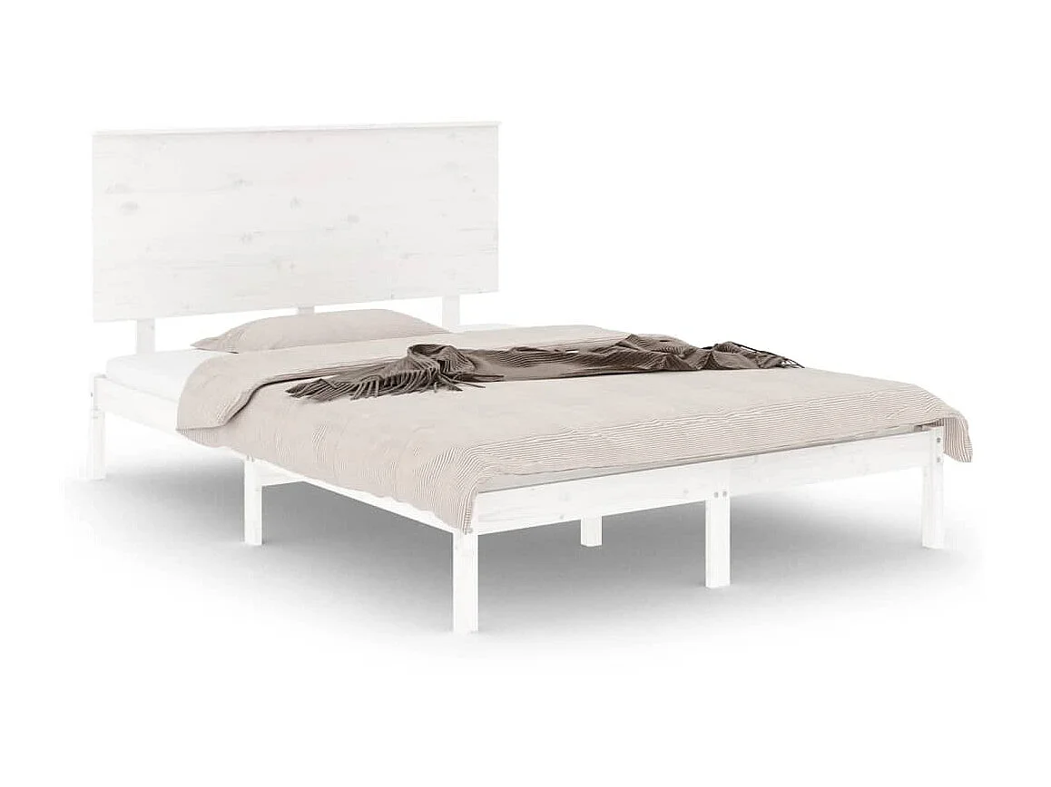 Lit-140x200 cm Blanc Bois de pin massif EGGB96048
