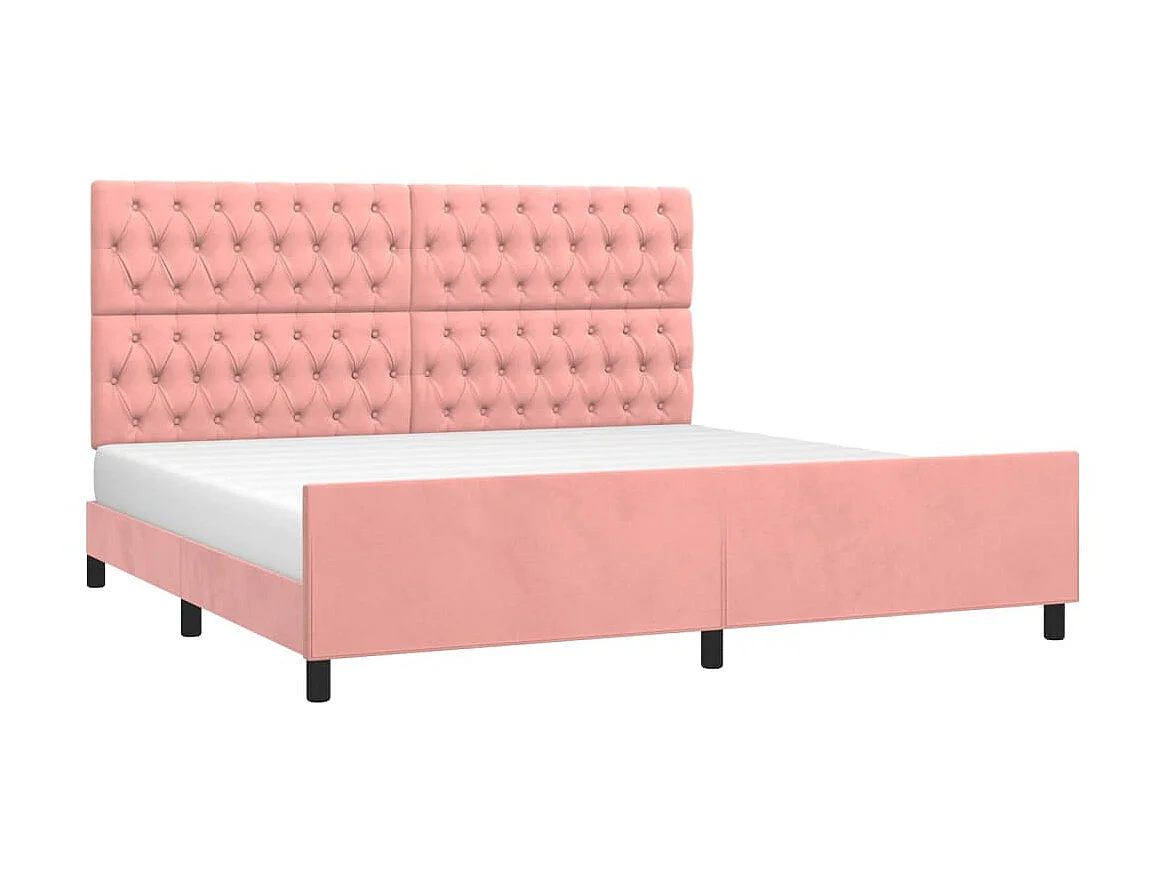 Lit-200x200 cm avec tête de lit Rose Velours EGGB61792