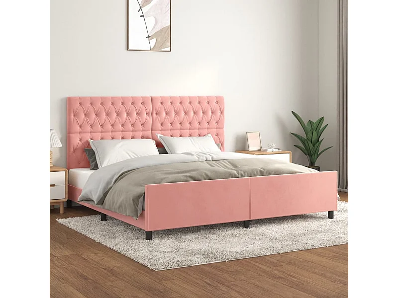 Bedframe met hoofdeinde fluweel roze 200x200 cm NL63135