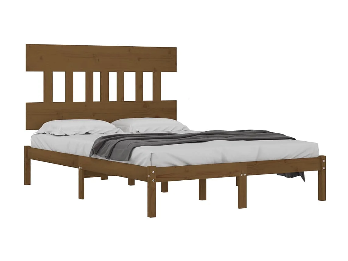 Lit-200x200 cm Marron miel Bois massif EGGB66319