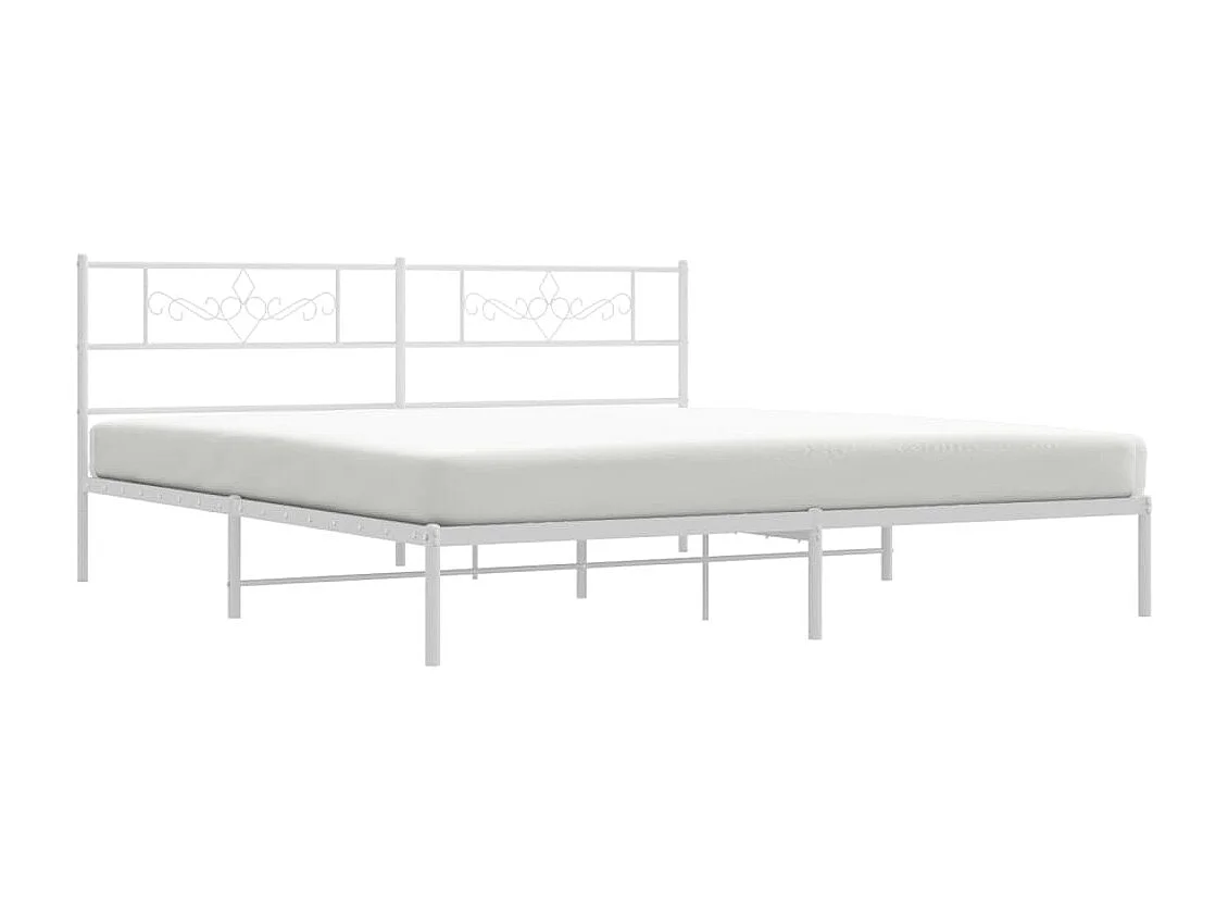 Lit-183x213 cm métal avec tête de lit blanc EGGB66315