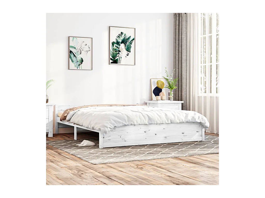 Lit-160x200 cm Blanc Bois massif EGGB77043