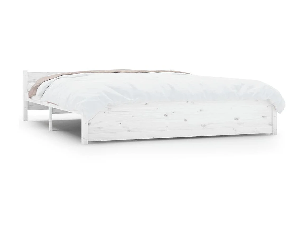 Estructura de cama de madera maciza blanco 160x200 cm ES359477