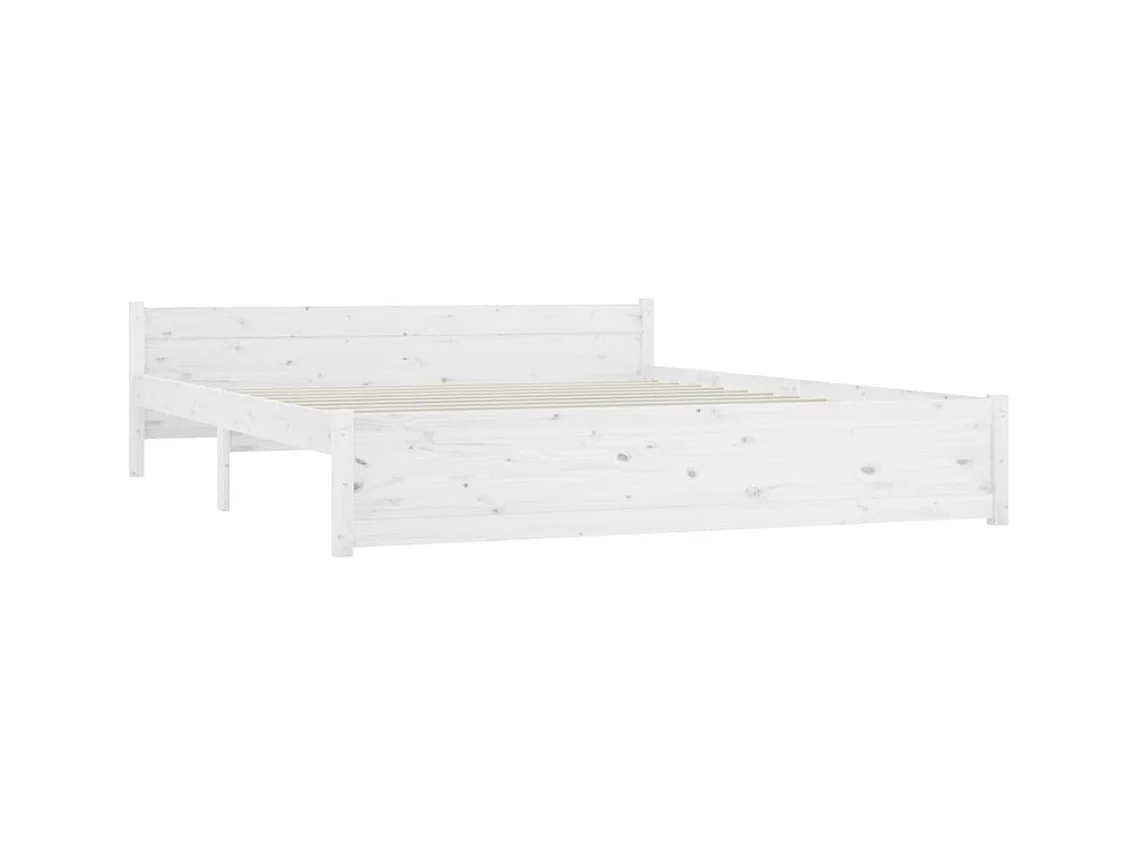 Estructura de cama de madera maciza blanco 160x200 cm ES359477