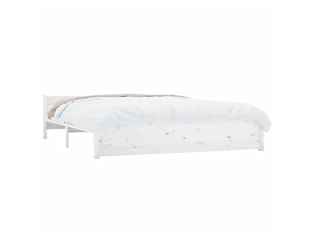 Cama 160x200 cm madeira maciça branco PT776844