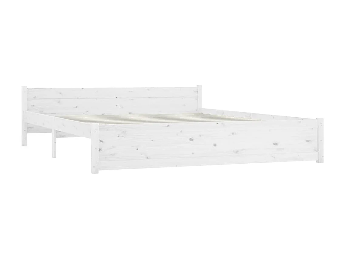 Cama 160x200 cm madeira maciça branco PT776844