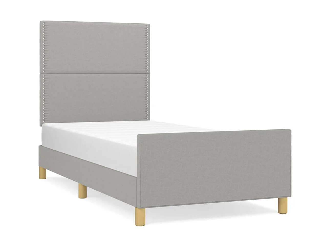 Cama c/ cabeceira 100x200 cm tecido cinza-claro PT615539