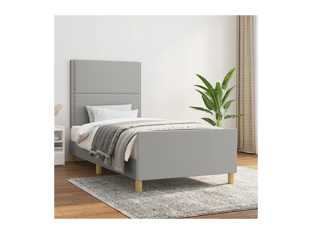 Lit-100x200 cm avec tête de lit Gris clair Tissu EGGB65974