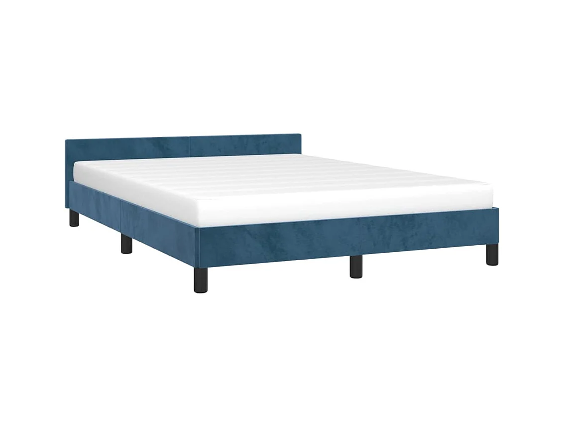Cama 140x200 cm con cabecero terciopelo azul oscuro ES95489