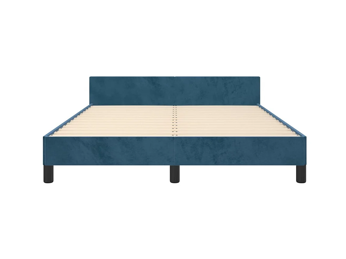 Cama 140x200 cm con cabecero terciopelo azul oscuro ES95489