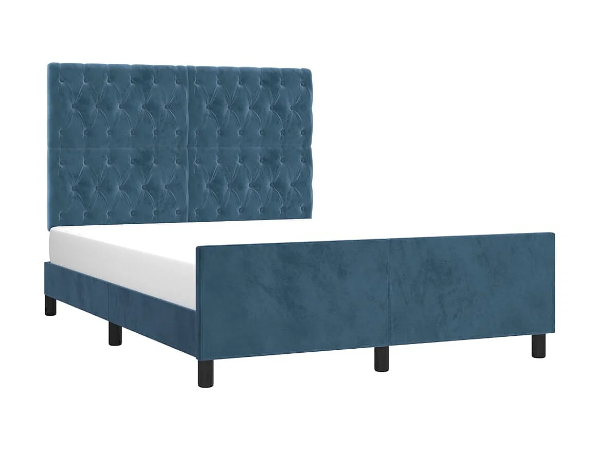 Cama 140x200 cm con cabecero terciopelo azul oscuro ES81464