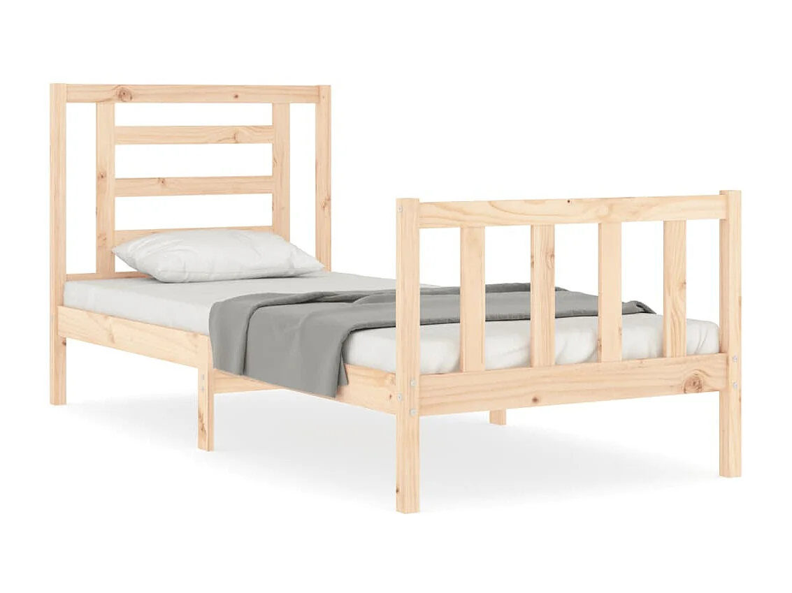 Lit-90x190 cm avec tête de lit simple bois massif EGGB37921