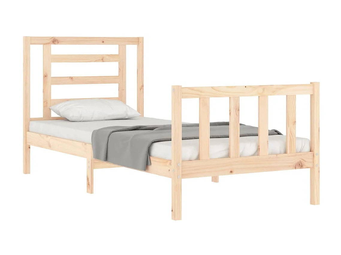 Lit-90x190 cm avec tête de lit simple bois massif EGGB37921