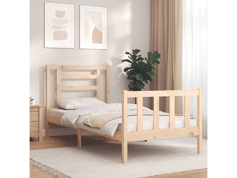 Lit-90x190 cm avec tête de lit simple bois massif EGGB37921