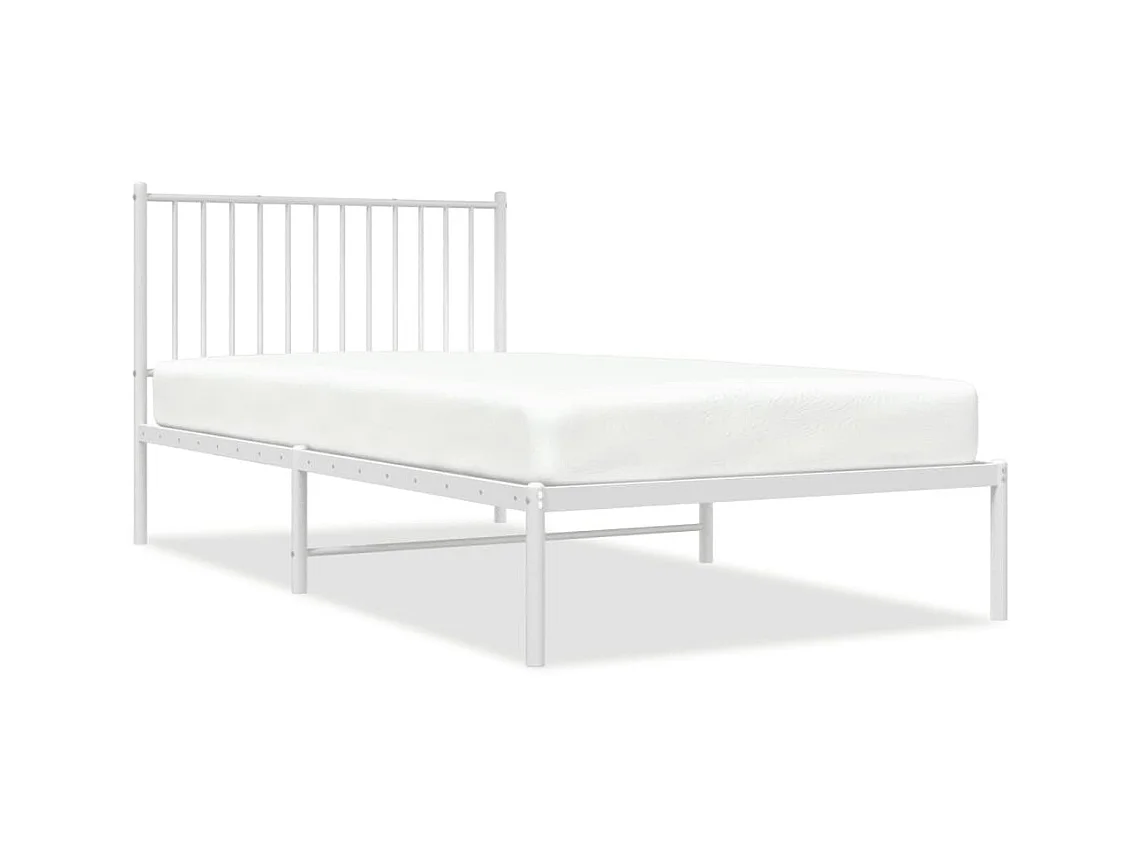 Lit-100x200 cm métal avec tête de lit blanc EGGB32630