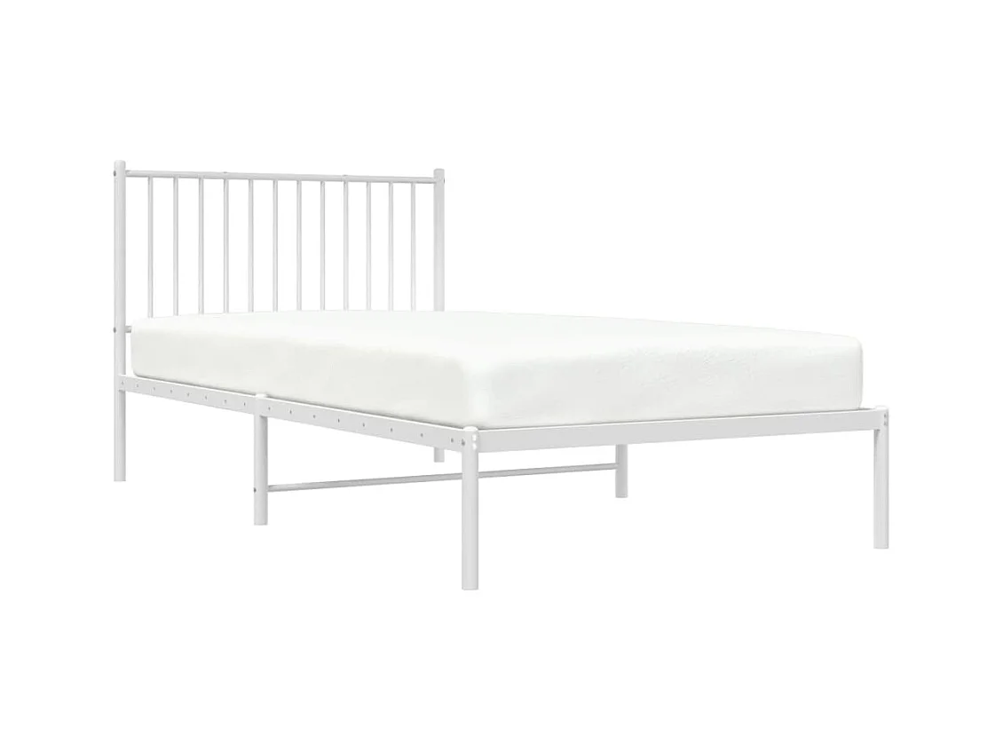 Lit-100x200 cm métal avec tête de lit blanc EGGB32630