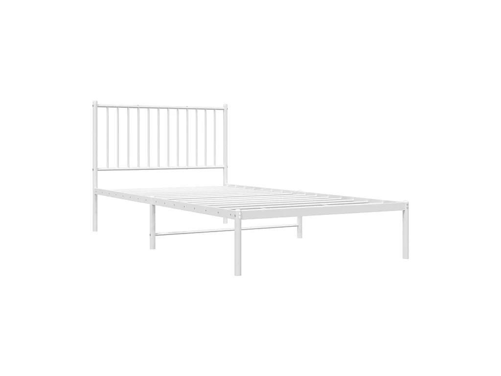 Lit-100x200 cm métal avec tête de lit blanc EGGB32630