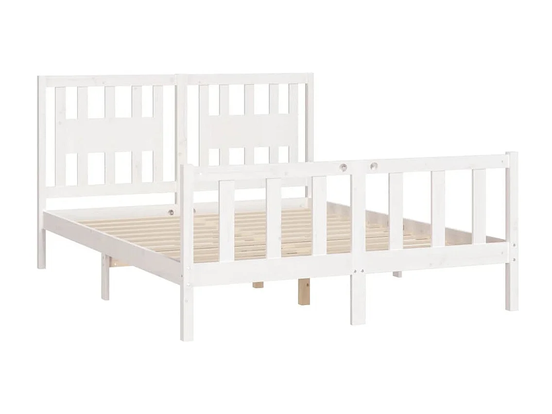 Lit-140x200 cm avec tête de lit blanc bois pin massif EGGB45604