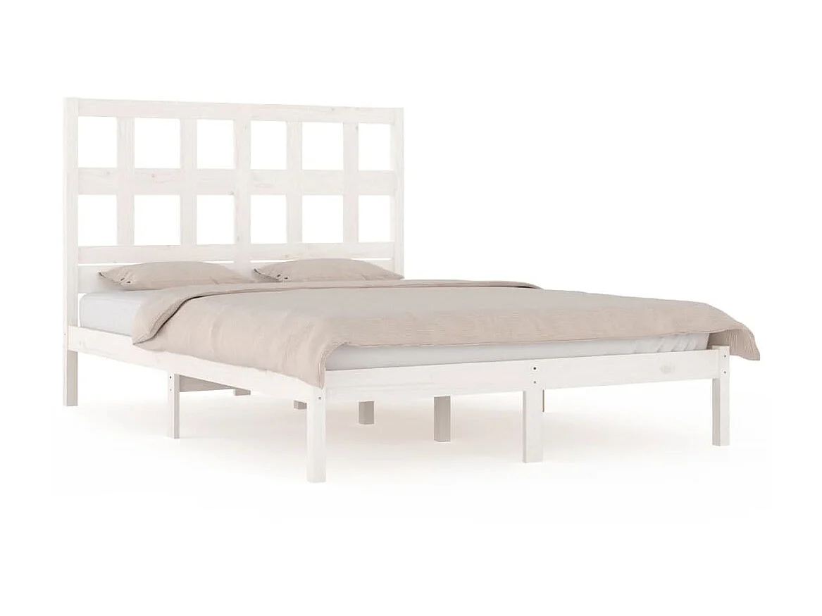 Lit-120x200 cm Blanc Bois de pin massif EGGB51790