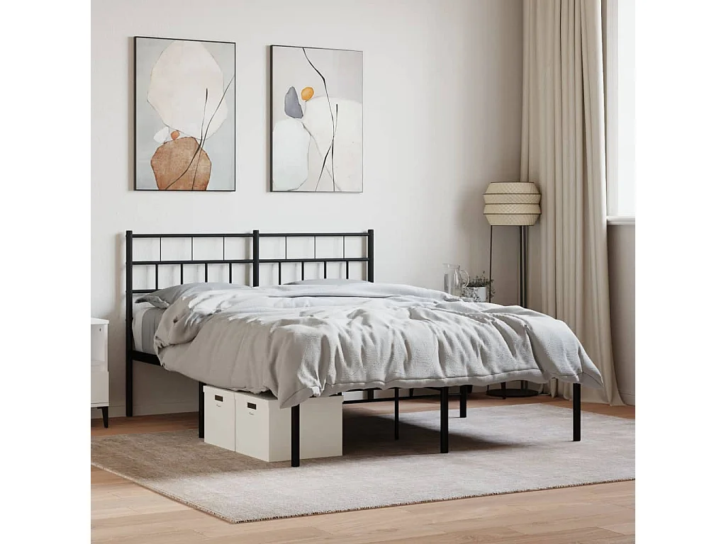 Cama com cabeceira 140x190 cm metal preto PT317112