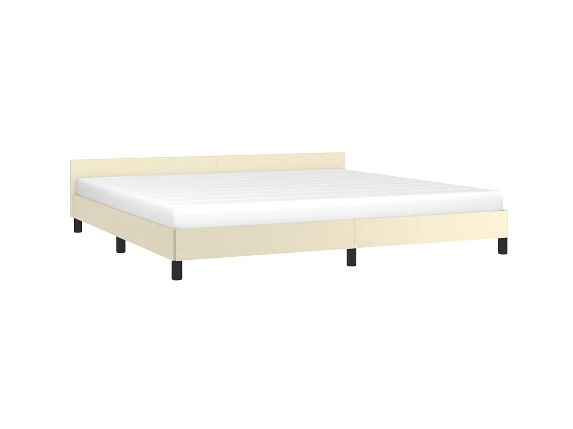Lit-200x200 cm avec tête de lit Crème Similicuir EGGB61190