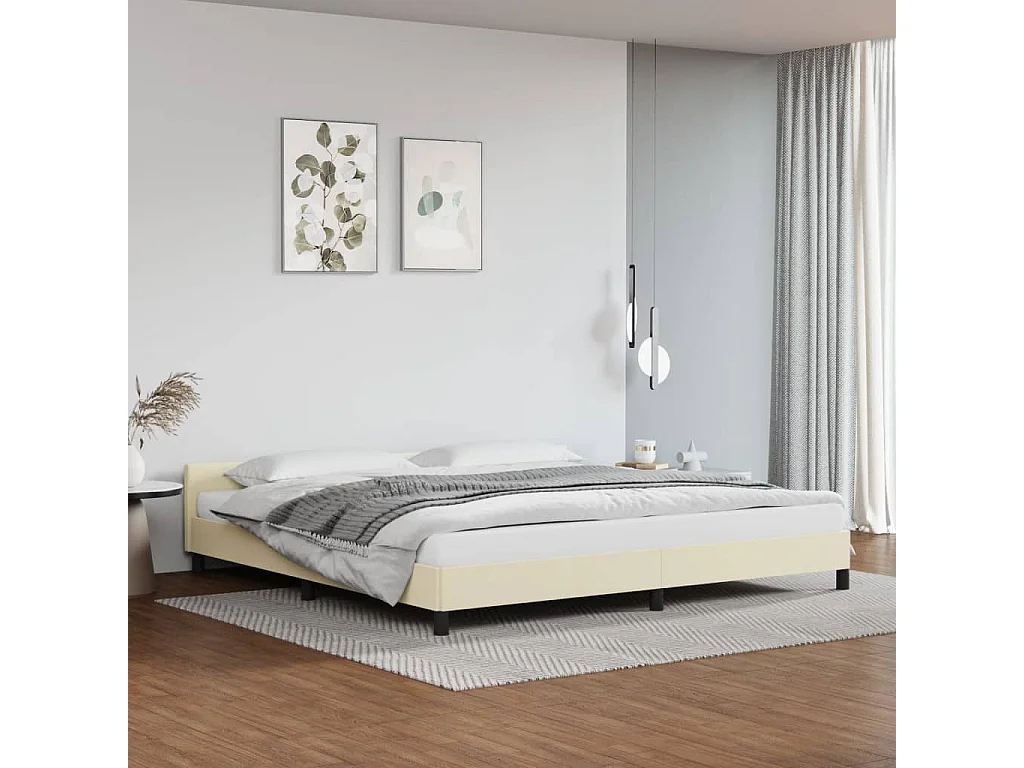Bedframe met hoofdbord kunstleer crèmekleurig 200x200 cm NL45760