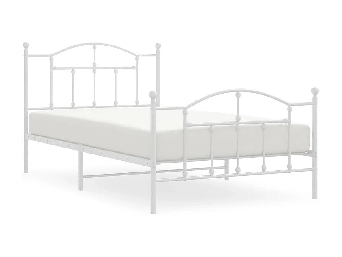 Cama com cabeceira e pés 100x200 cm metal branco PT986922