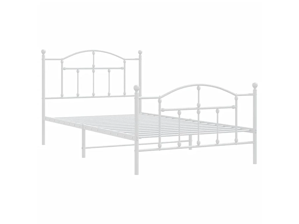 Cama com cabeceira e pés 100x200 cm metal branco PT986922