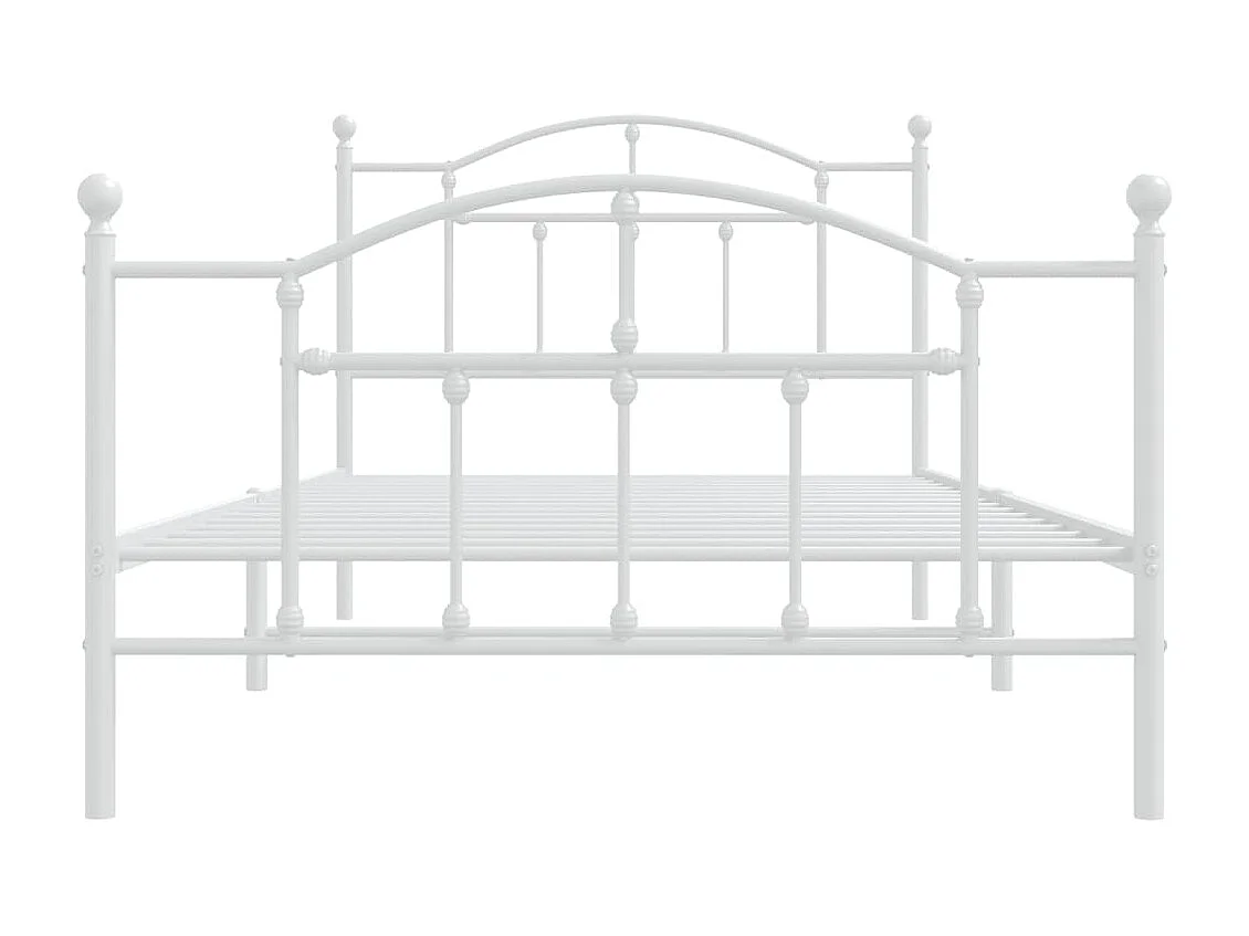 Lit-100x200 cm métal avec tête de lit/pied de lit blanc EGGB20428