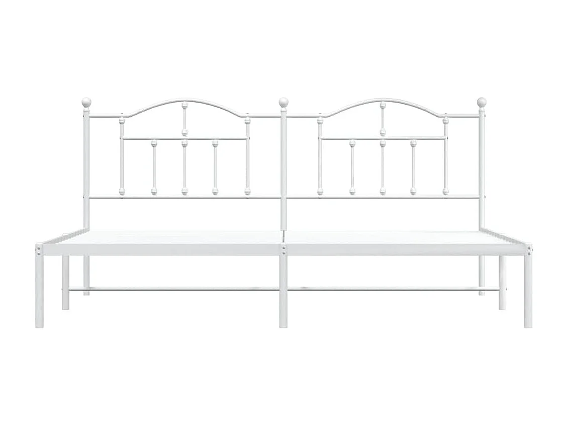 Lit-193x203 cm métal avec tête de lit blanc EGGB35151