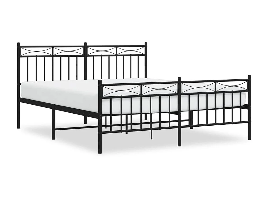 Lit-160x200 cm métal avec tête de lit/pied de lit noir EGGB33958
