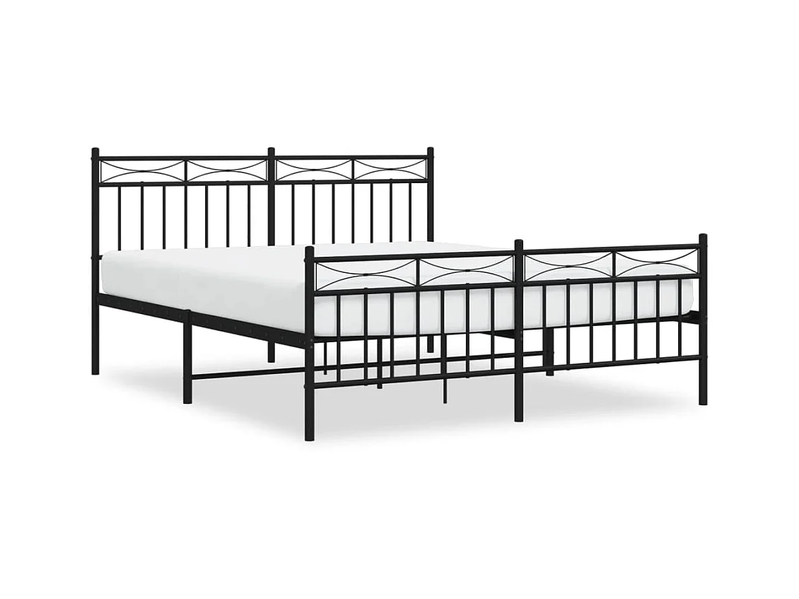 Lit-160x200 cm métal avec tête de lit/pied de lit noir EGGB33958